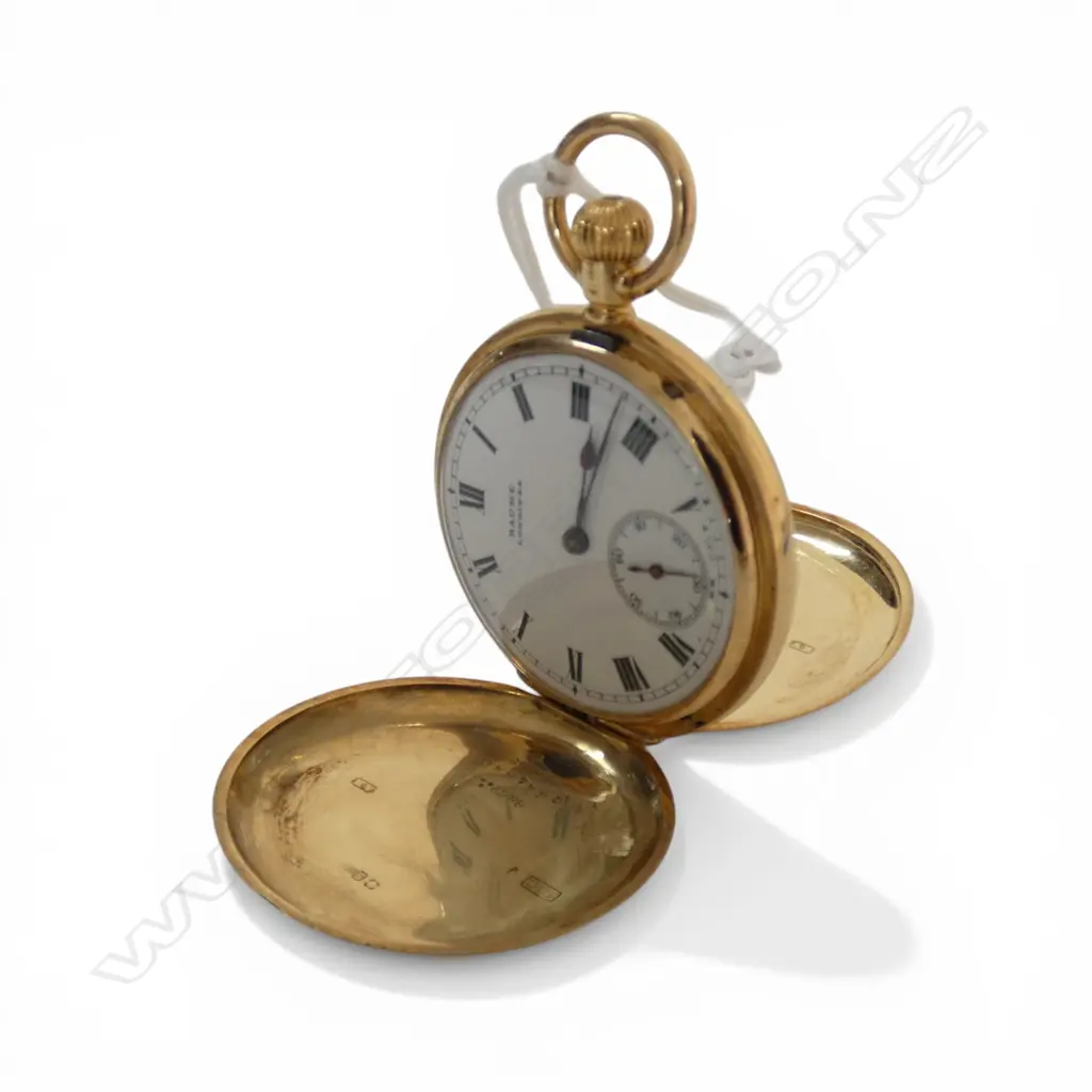 18CT BAUME LONGINES LADIES HUNTER POCKET WATCH 33.7mm dia Image 1++