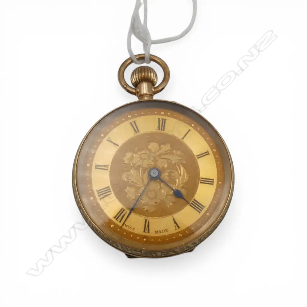 EARLY 20thC 9ct GOLD LADIES OPEN FACE POCKET WATCH plated dust cover 30gms Image 1++