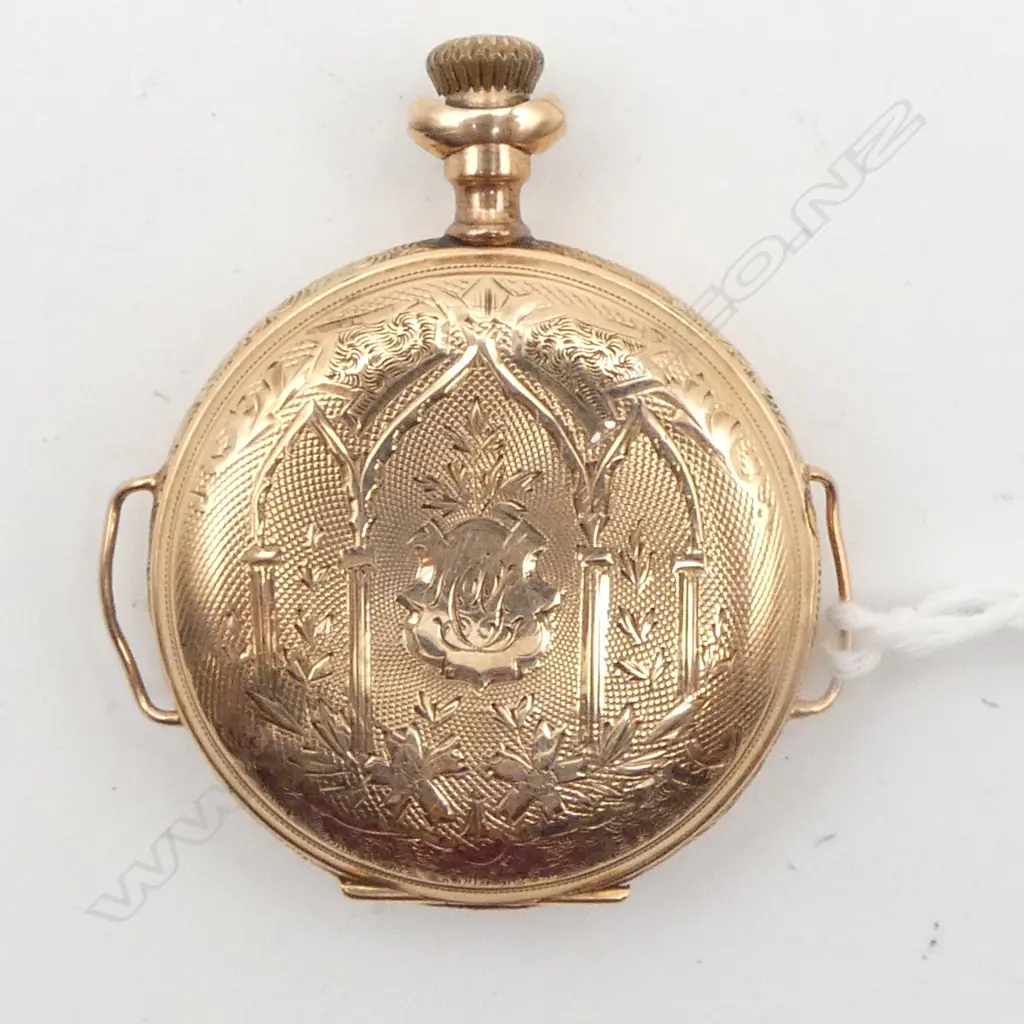 10ct GOLD WALTHAM LGE LADIES FOB WATCH converted to a wristwatch. 30gms Image 1++