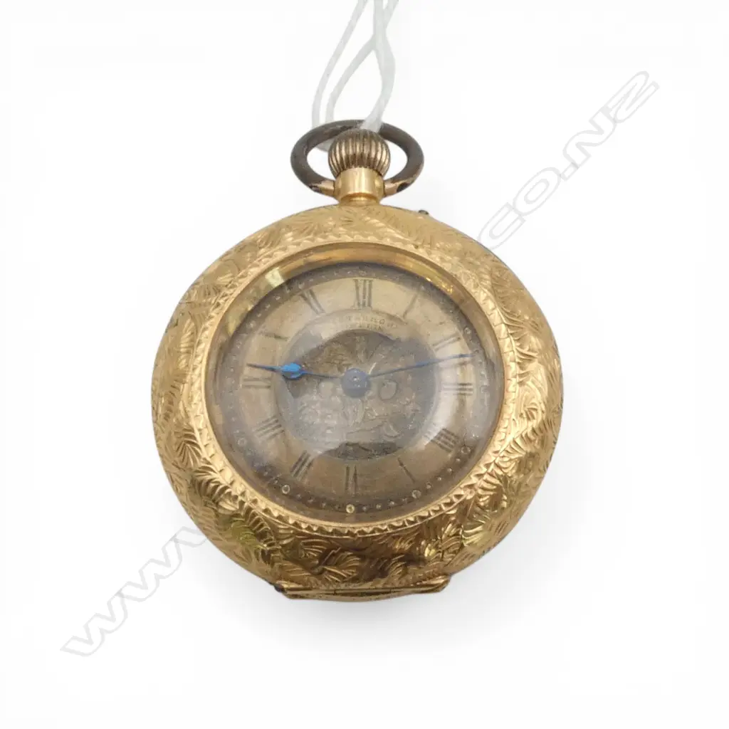 EARLY 20thC 18ct GOLD LADIES OPEN FACE POCKET WATCH plated dust cover 31.5gms Image 1++