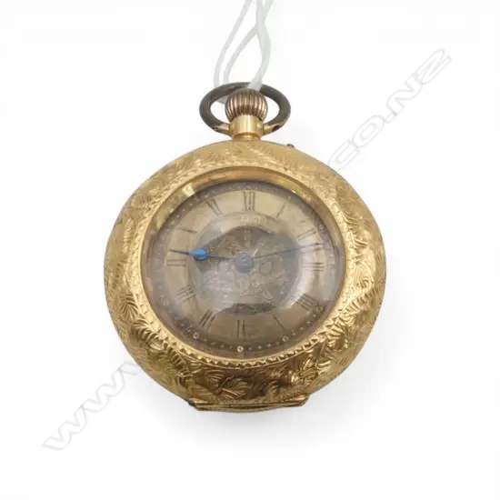 EARLY 20thC 18ct GOLD LADIES OPEN FACE POCKET WATCH plated dust cover 31.5gms