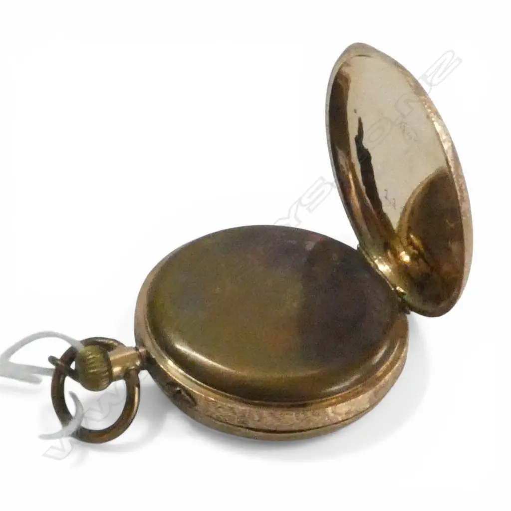 EARLY 20thC 14ct GOLD LADIES OPEN FACE POCKET WATCH plated dust cover 23gms Image 1++