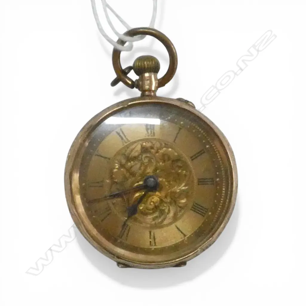 EARLY 20thC 14ct GOLD LADIES OPEN FACE POCKET WATCH plated dust cover 23gms Image 1++