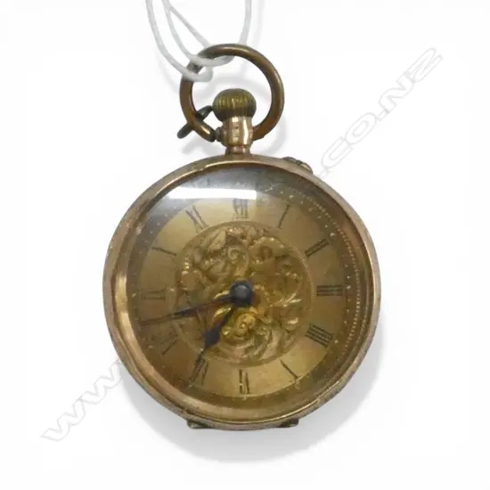 EARLY 20thC 14ct GOLD LADIES OPEN FACE POCKET WATCH plated dust cover 23gms