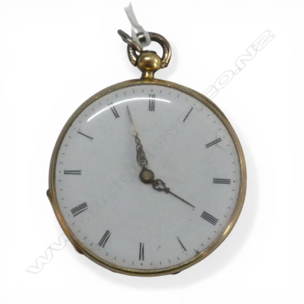 19thC 18ct mid-size OPEN FACE POCKET WATCH plated dust cover 28.2gms Image 1++
