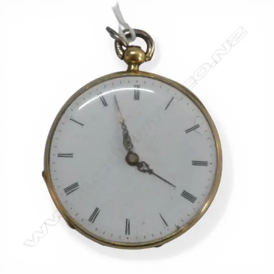 19thC 18ct mid-size OPEN FACE POCKET WATCH plated dust cover 28.2gms