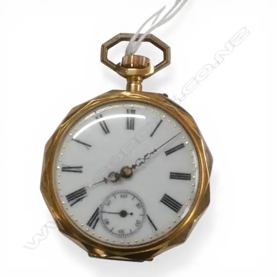 14ct GOLD EARLY 20thC OPEN FACE FRENCH POCKET WATCH plated dust cover 68.3gms