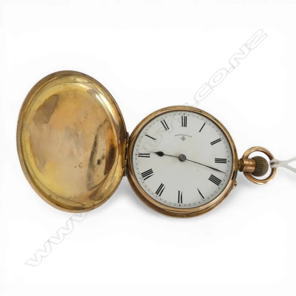 Early 20thC mid-size Rotherham's GENT'S 9CT GOLD POCKET WATCH fusee movement. No glass. 50gms Image 1++
