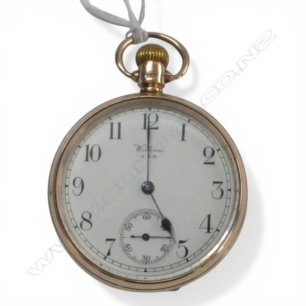 OPEN FACE 9ct GOLD Waltham POCKET WATCH 83gms Image 1++