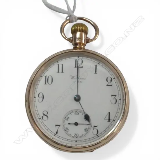 OPEN FACE 9ct GOLD Waltham POCKET WATCH 83gms