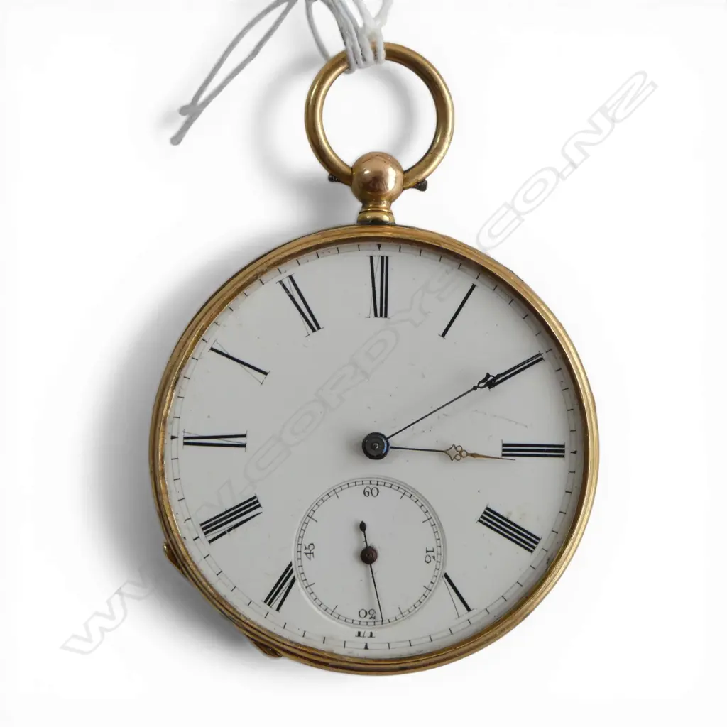 18ct OPEN FACE POCKET WATCH dust cover plated no glass 61gms Image 1++