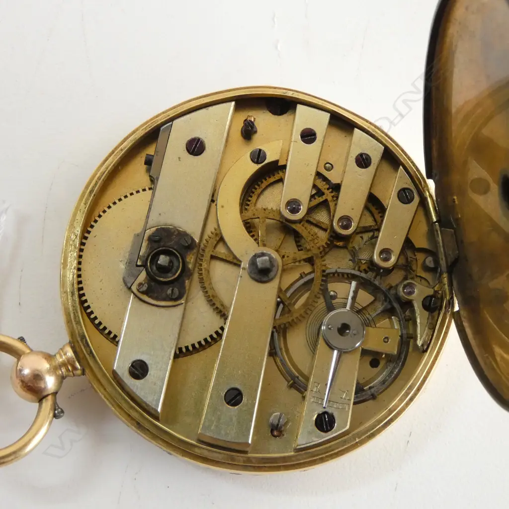 18ct OPEN FACE POCKET WATCH dust cover plated no glass 61gms Image 1++