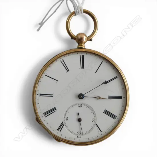 18ct OPEN FACE POCKET WATCH dust cover plated no glass 61gms