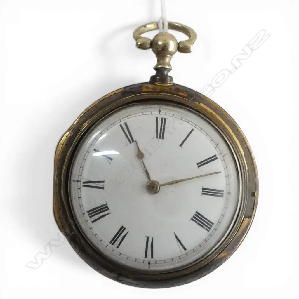 London 1803 silver fusee pocket watch by J Marsh of London in outer gilt & tortoiseshell case  Image 1++