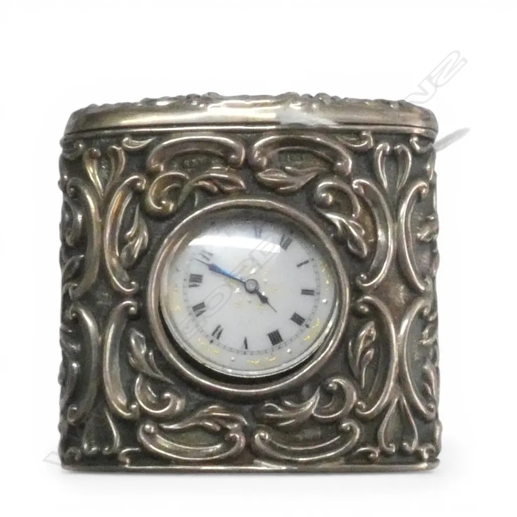 EARLY 20thC SILVER LADIES POCKET WATCH in uncommon desk top  embossed SILVER HOLDER Birmingham 1905  Image 1++