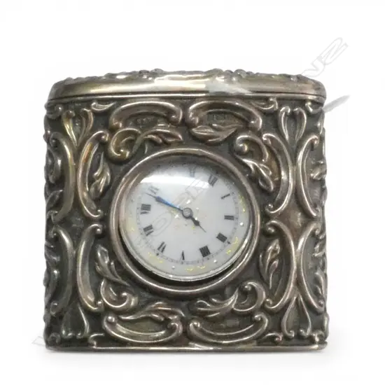 EARLY 20thC SILVER LADIES POCKET WATCH in uncommon desk top  embossed SILVER HOLDER Birmingham 1905 