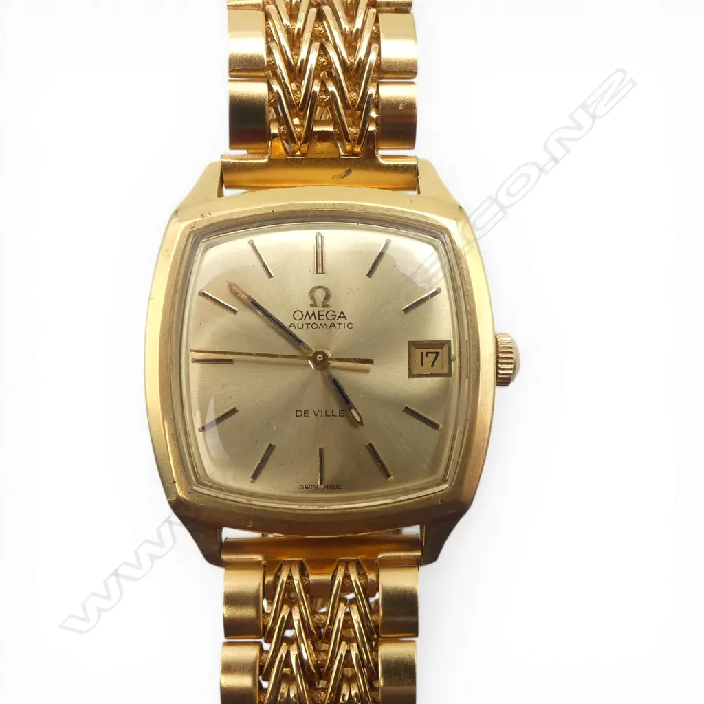 VINTAGE 1970's OMEGA AUTOMATIC DE VILLE GENT'S GOLD PLATE WRISTWATCH on bracelet in Omega box. Not running  Image 1++