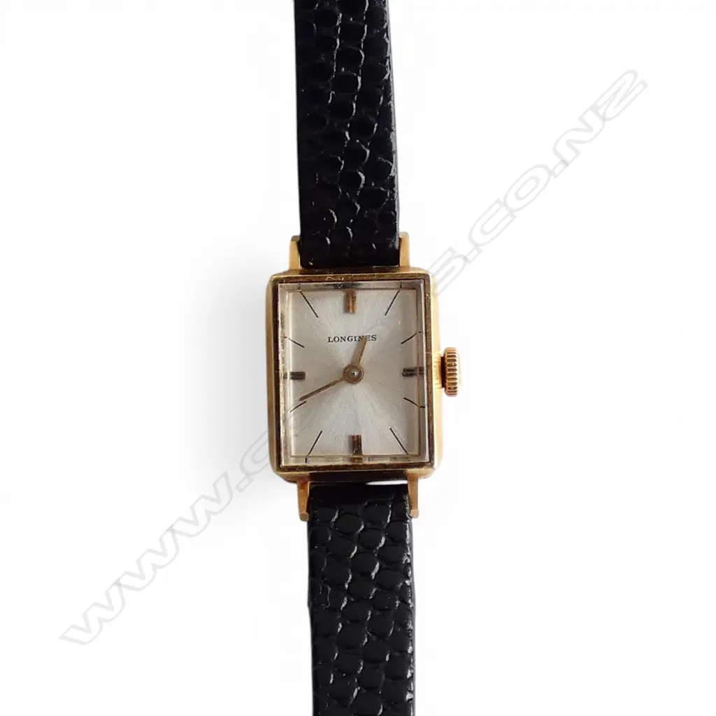 1960's/ 70's ladies 18CT GOLD LONGINES WRIST WATCH working. Leather strap. 12.6gms Image 1++