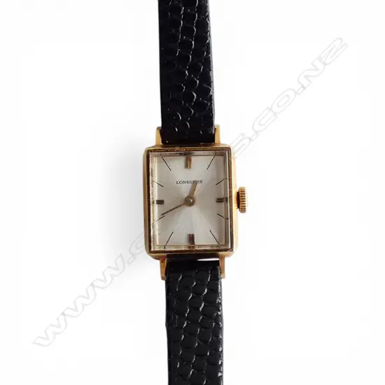 1960's/ 70's ladies 18CT GOLD LONGINES WRIST WATCH working. Leather strap. 12.6gms