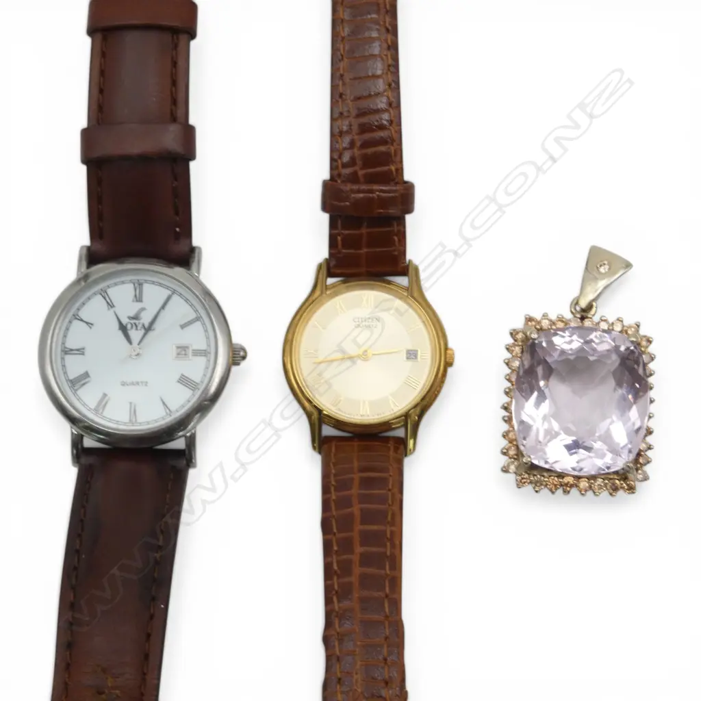 SILVER GILT PENDANT + CITIZEN WRISTWATCH & OTHER Image 1++