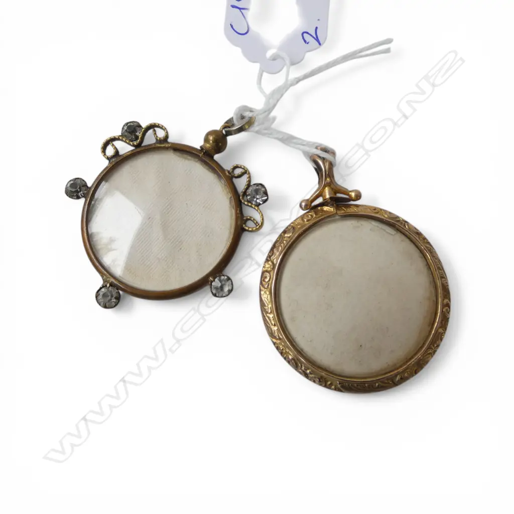 2 ANTIQUE PENDANTS; 1x c.1900 9CT GOLD 40mm dia + 1 other Image 1++