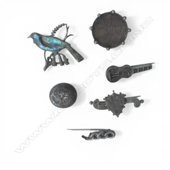 6 SILVER BROOCHES some faults