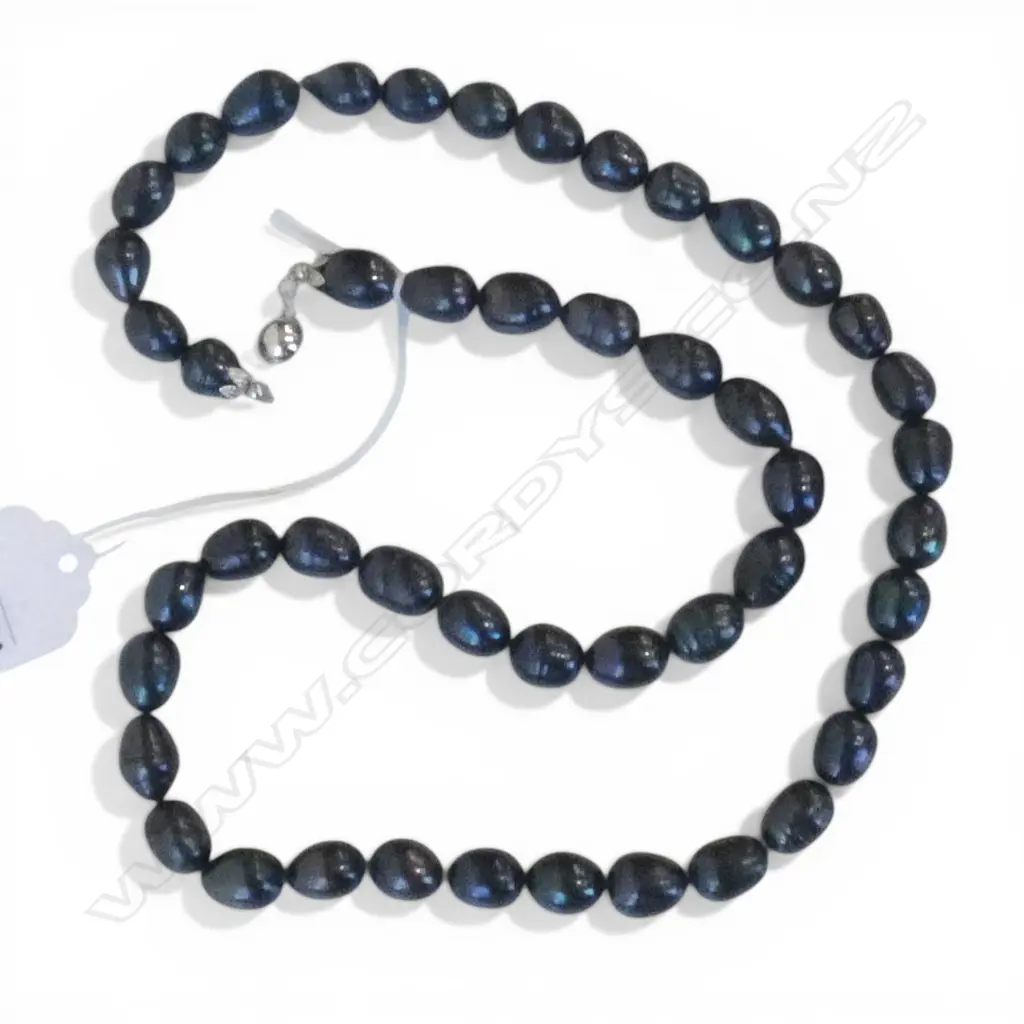 COLOURED DARK BLUE FRESH WATER BAROQUE PEARL NECKLACE L.600mm Image 1++