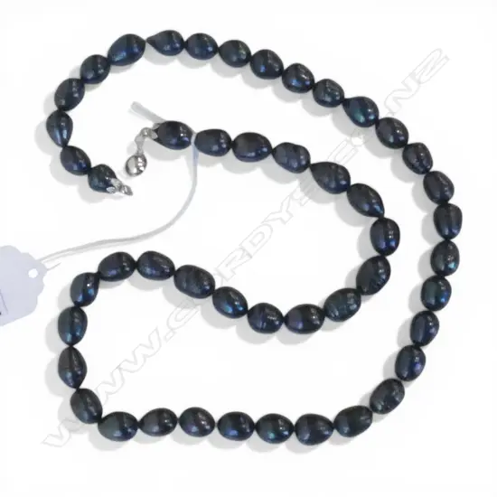 COLOURED DARK BLUE FRESH WATER BAROQUE PEARL NECKLACE L.600mm