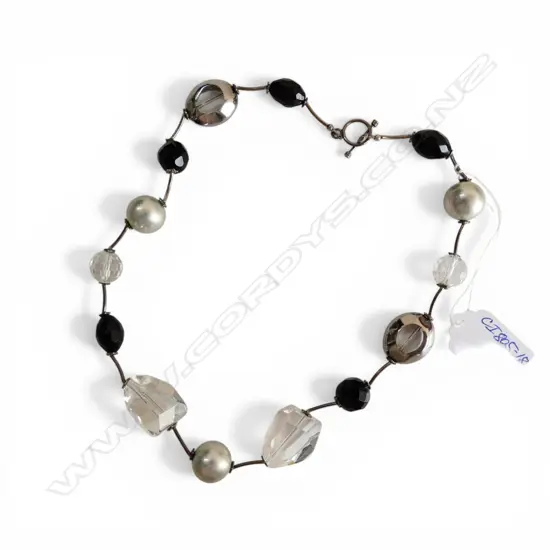 925 SILVER & LGE COSTUME BEAD NECKLACE L.460mm 