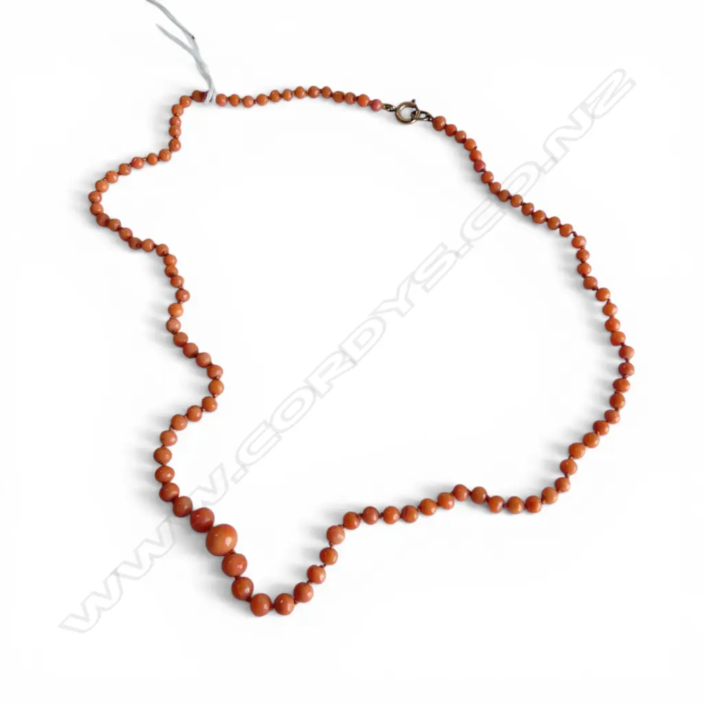 VINTAGE MEDITTERANEAN PINK CORAL graduating bead NECKLACE L.440mm Image 1++
