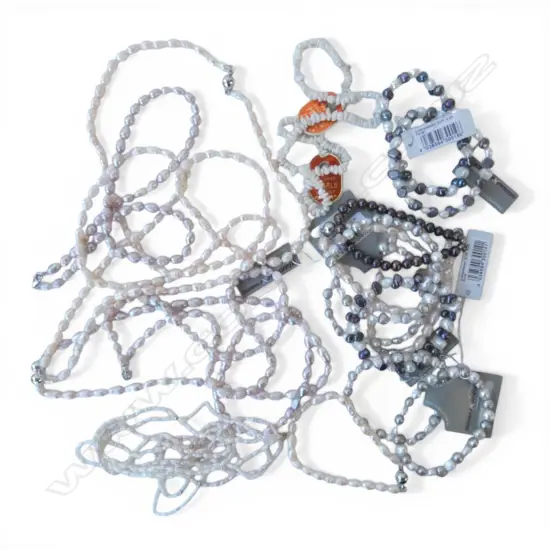 ASST. PEARL NECKLACES & BRACELETS, new old stock