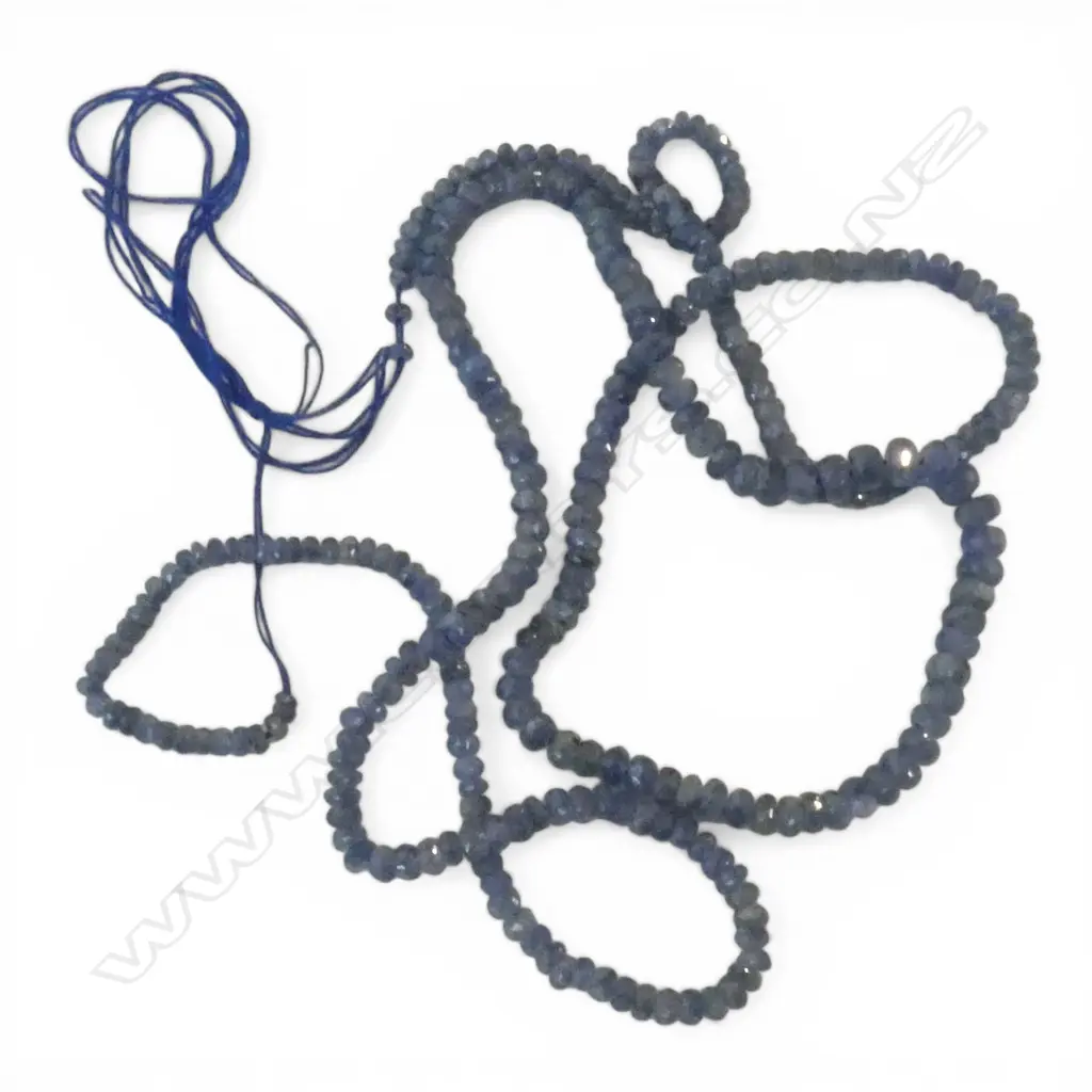 STRING BLUE SAPPHIRE BEADS, L.600mm Image 1++