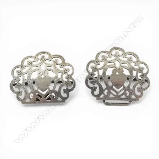 Birmingham 1899 SILVER PIERCED & ENGRAVED 2 PCE BUCKLE 40gms