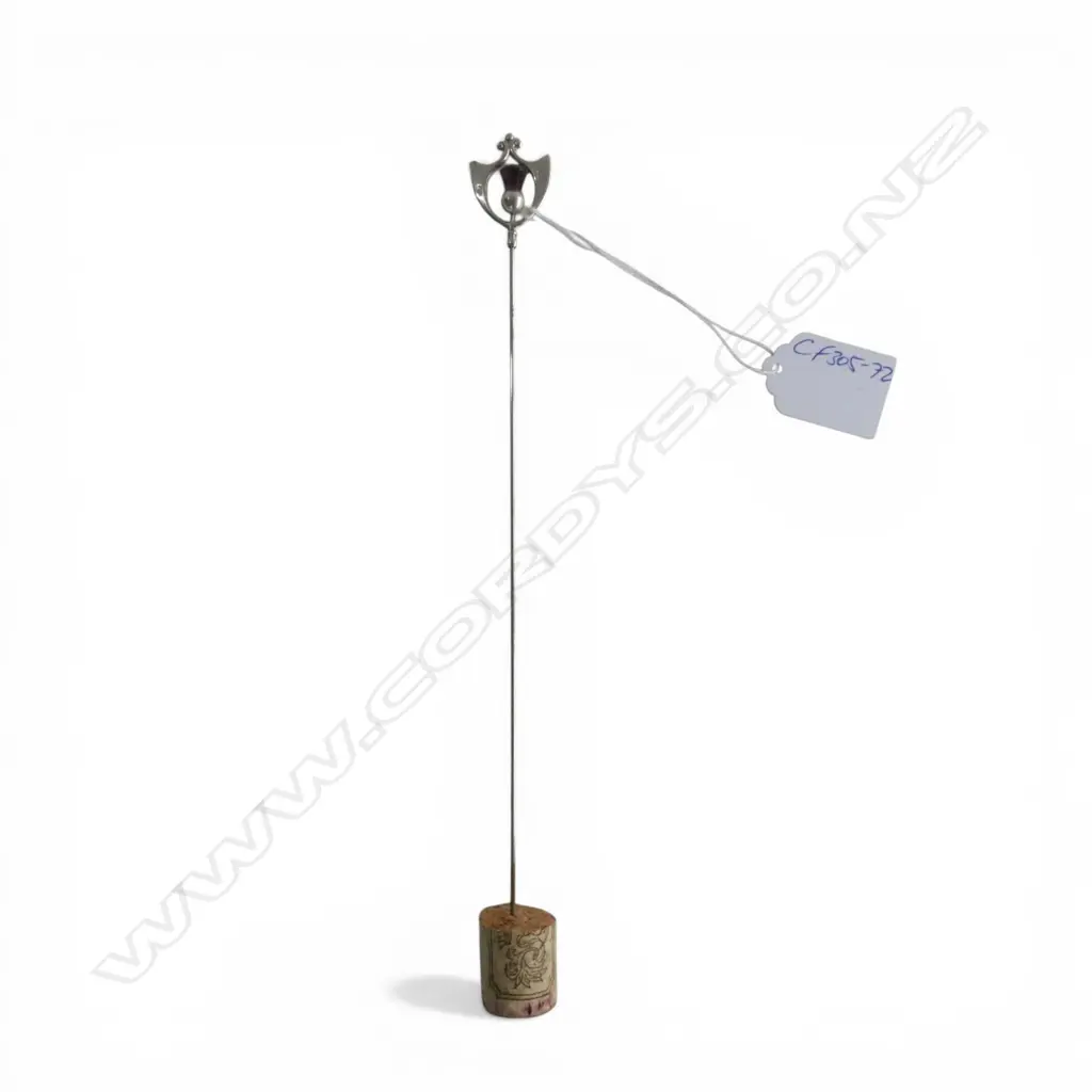 Chester 1912 Charles Horner silver and purple gem hat pin, minor chipping Image 1++