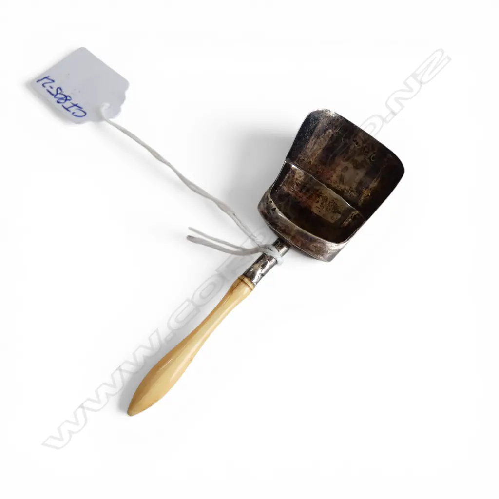 # George III silver and marine ivory caddy scoop. Birmingham 1812. Image 1++