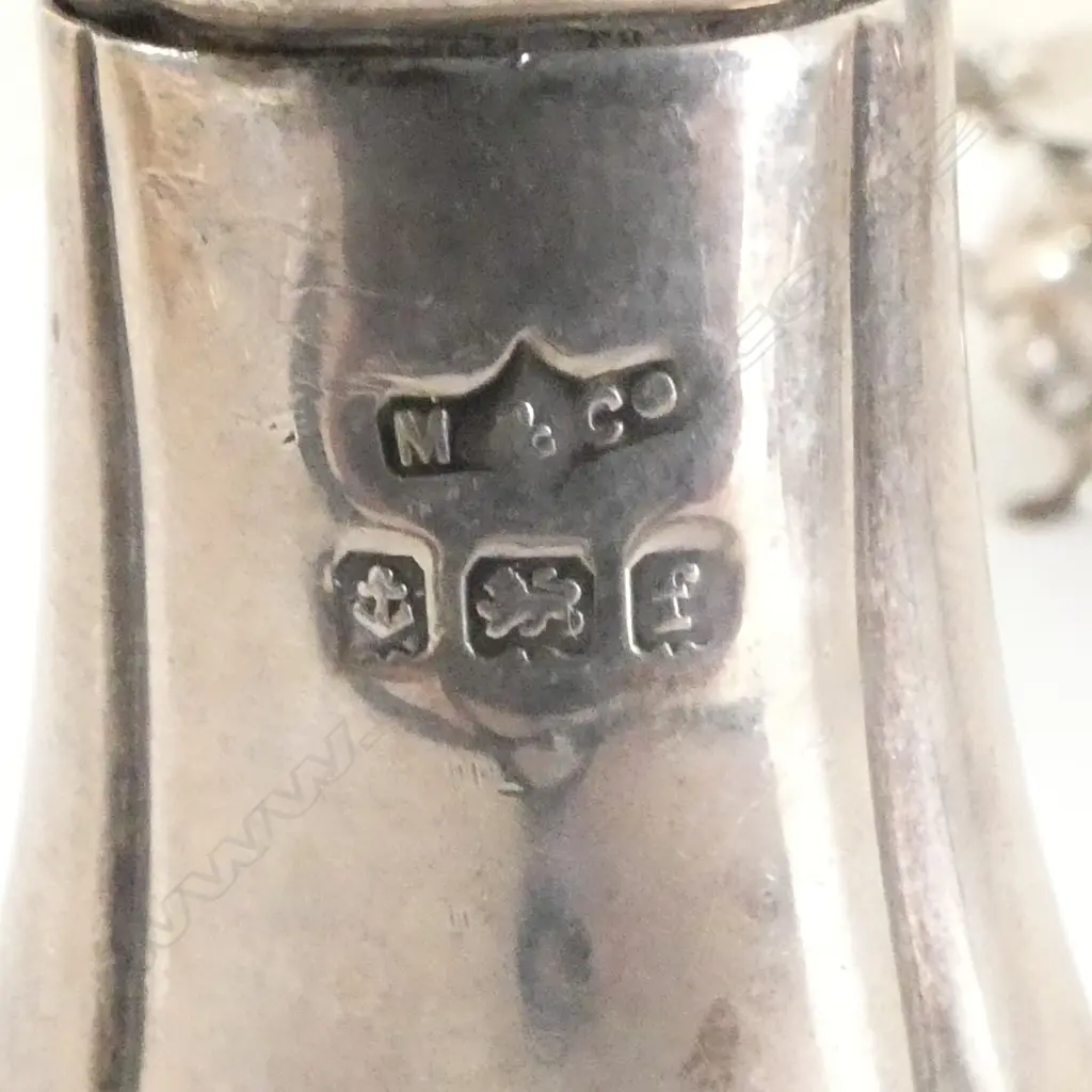 SILVER PEPPERETTE & MUSTARD POT w blue glass liner. Silver weight 95gms Image 1++