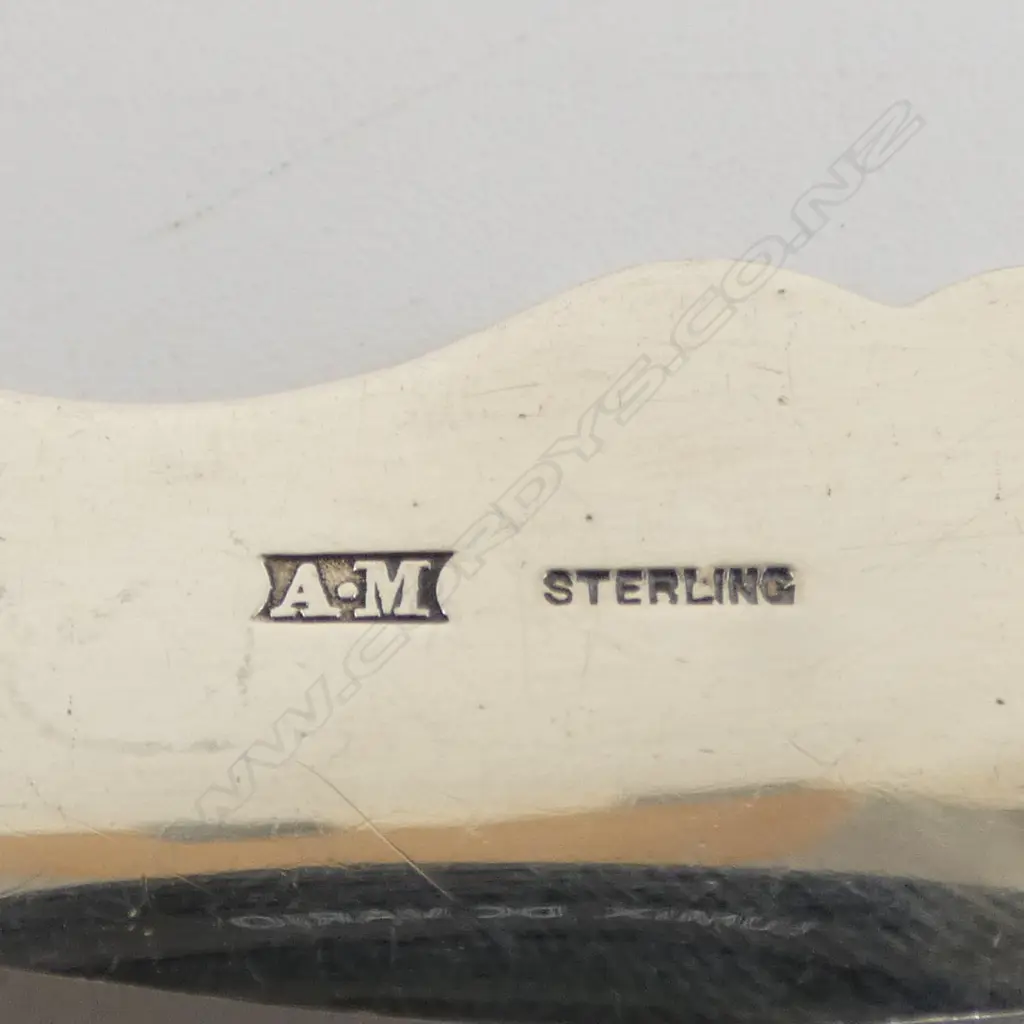 Early 20thC STG SILVER & GREENSTONE engraved 'New Zealand; souvenir fork & butter knife Image 1++