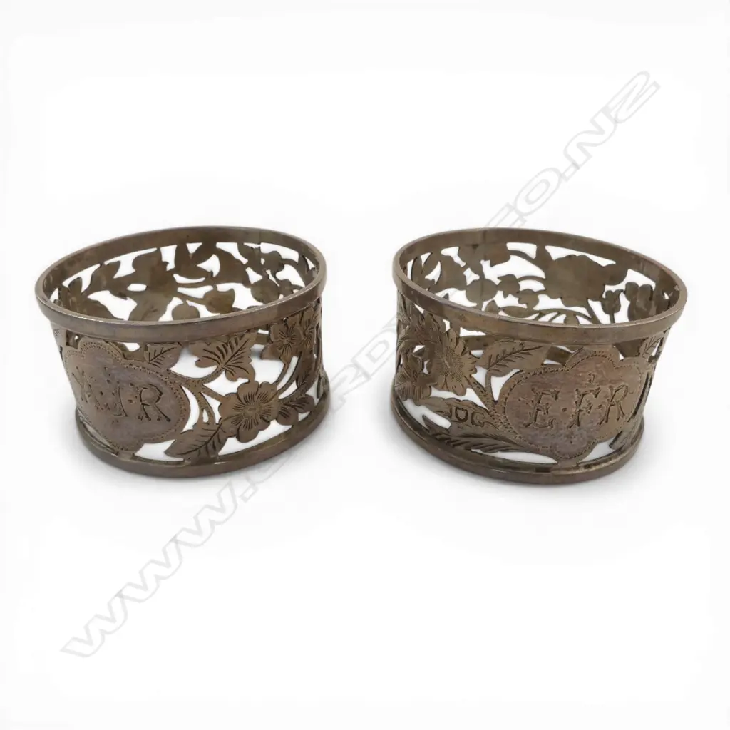 PR CASED STG SILVER NAPKIN RINGS, LONDON 1900, 42.58gms Image 1++