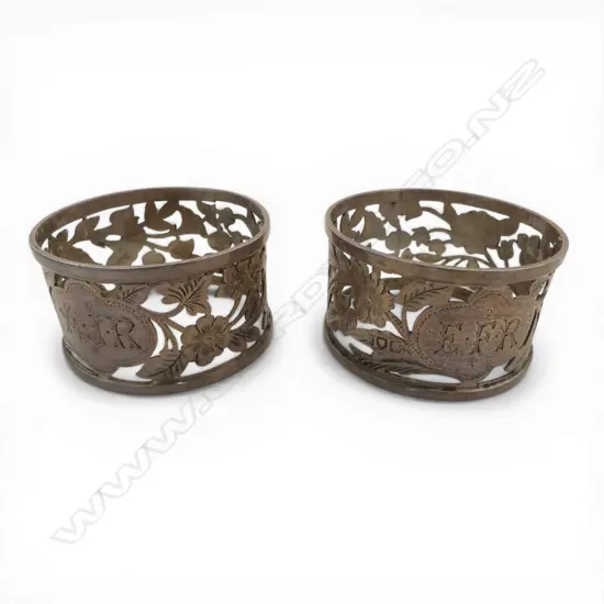 PR CASED STG SILVER NAPKIN RINGS, LONDON 1900, 42.58gms