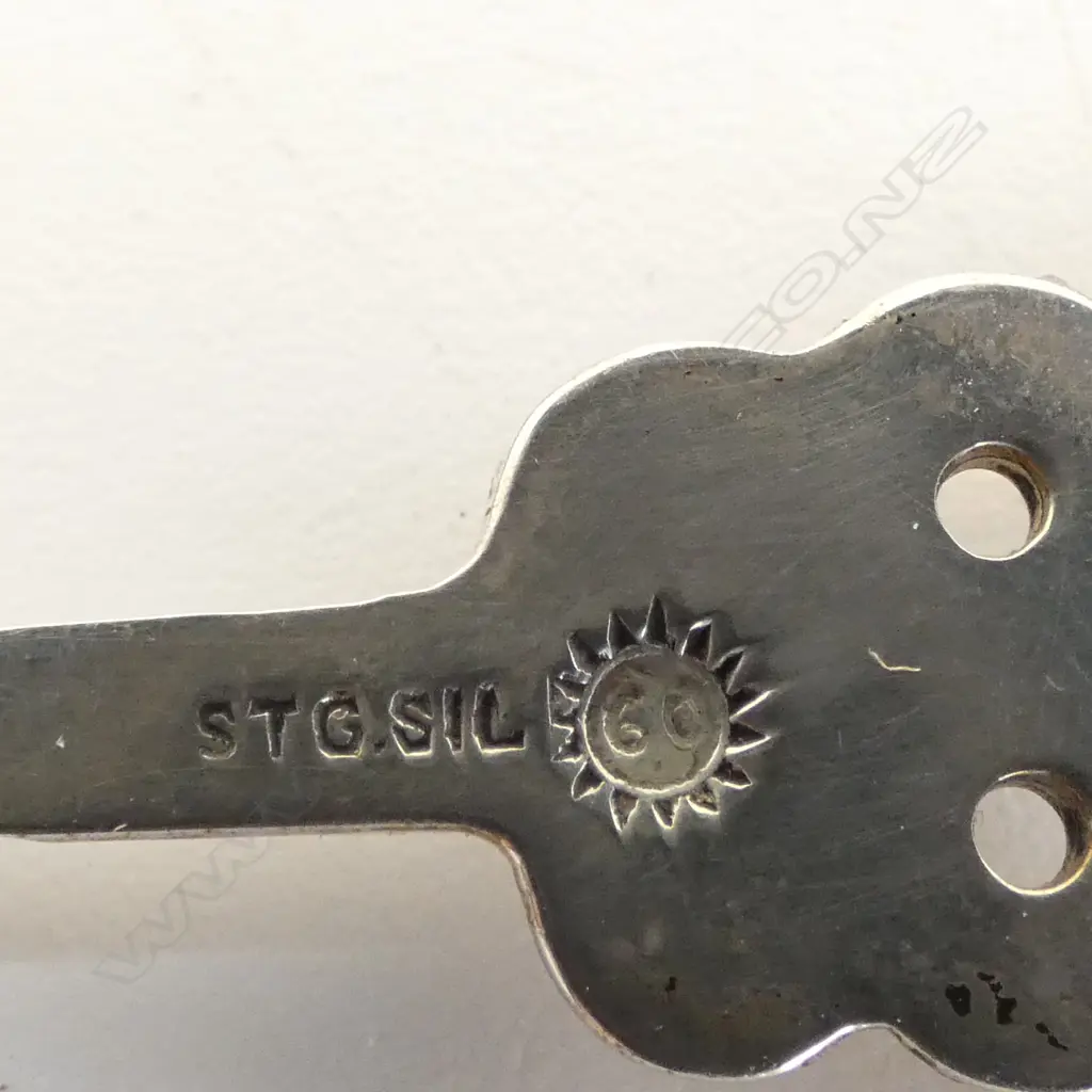 BOXED SET 6 STG SILVER & enamel 'KORURU' native bird series souvenir spoons retailed by Don Cimino Whanganui Image 1++