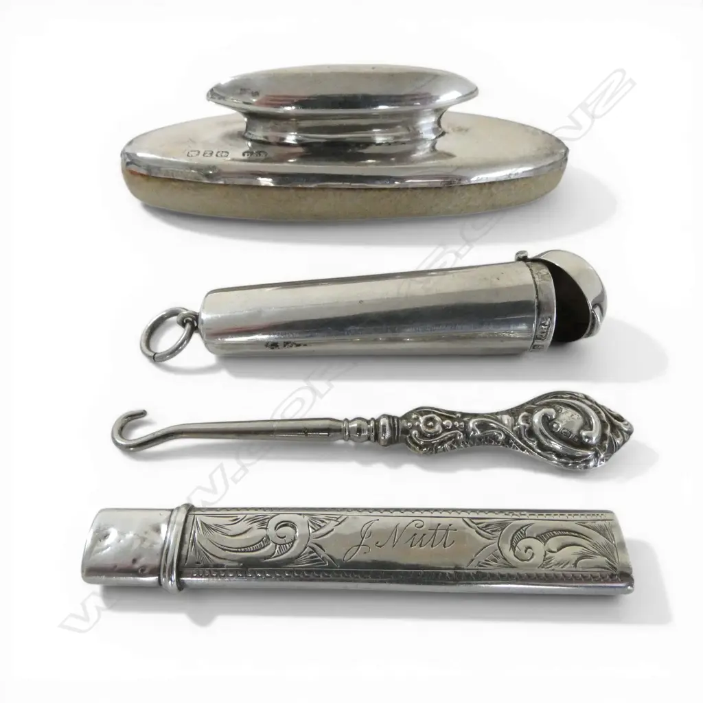 SILVER CIGARETTE HOLDER CASE 6gms+ PENCIL holder + buffer + button hook Image 1++