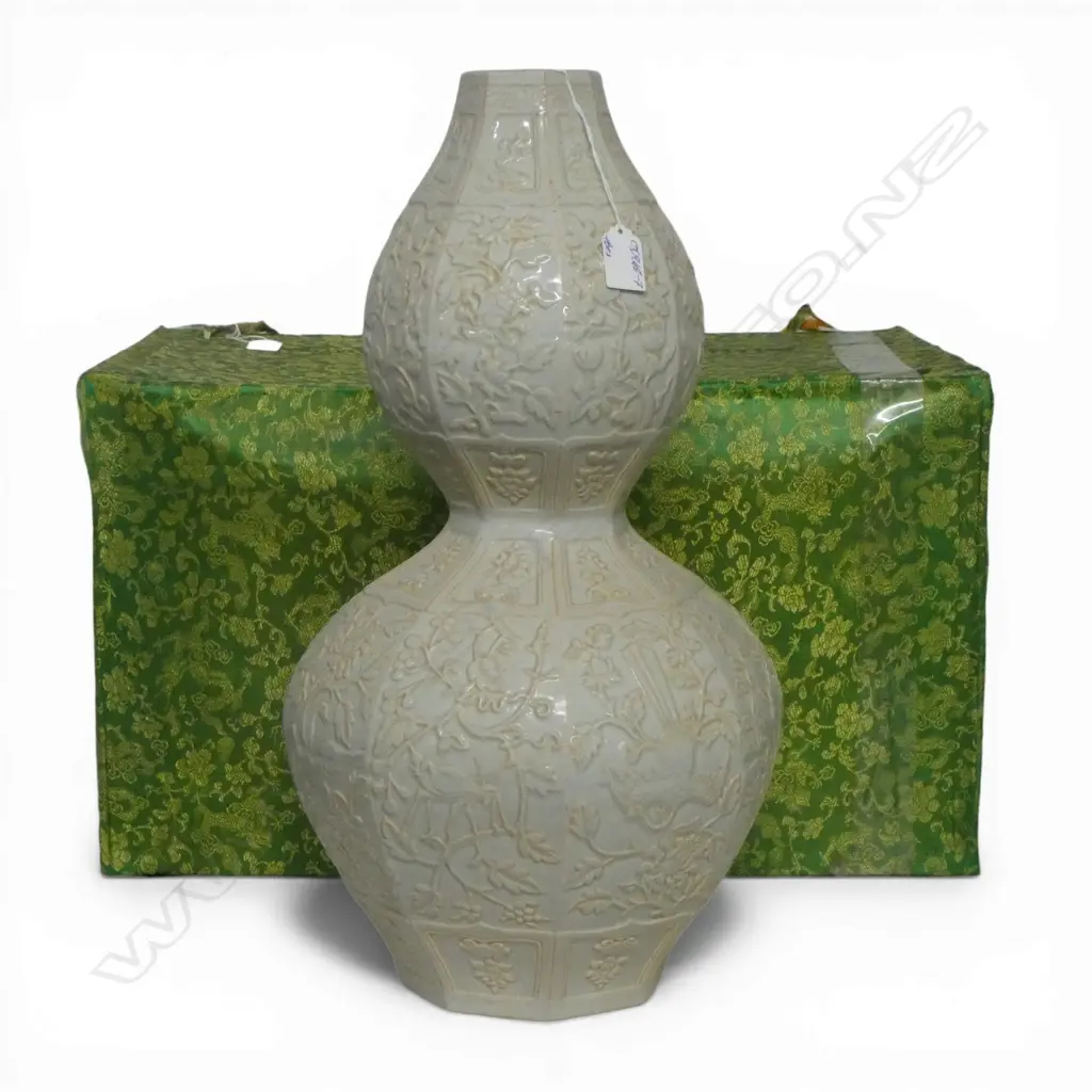 LG CHINESE DOUBLE GOURD FORM VASE crackle glaze H.520mm Image 1++