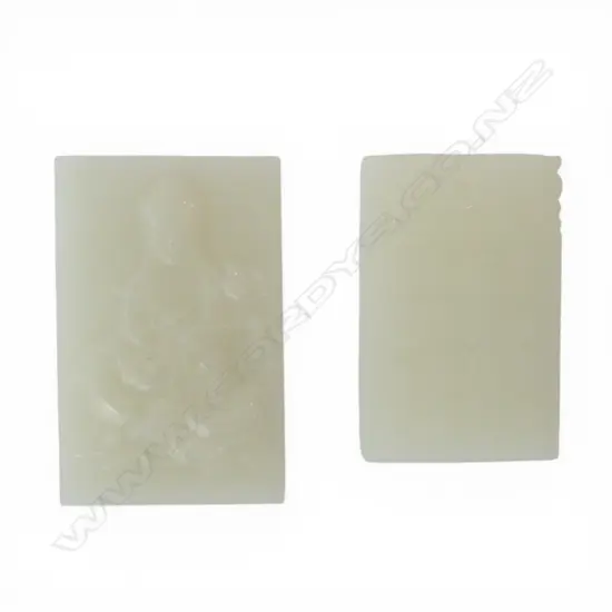 2 CHINESE PLAQUES/PENDANTS 80x50mm