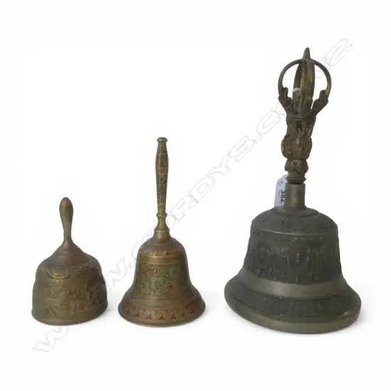 TIBETAN BELL H.220mm + 2 OTHER BELLS 