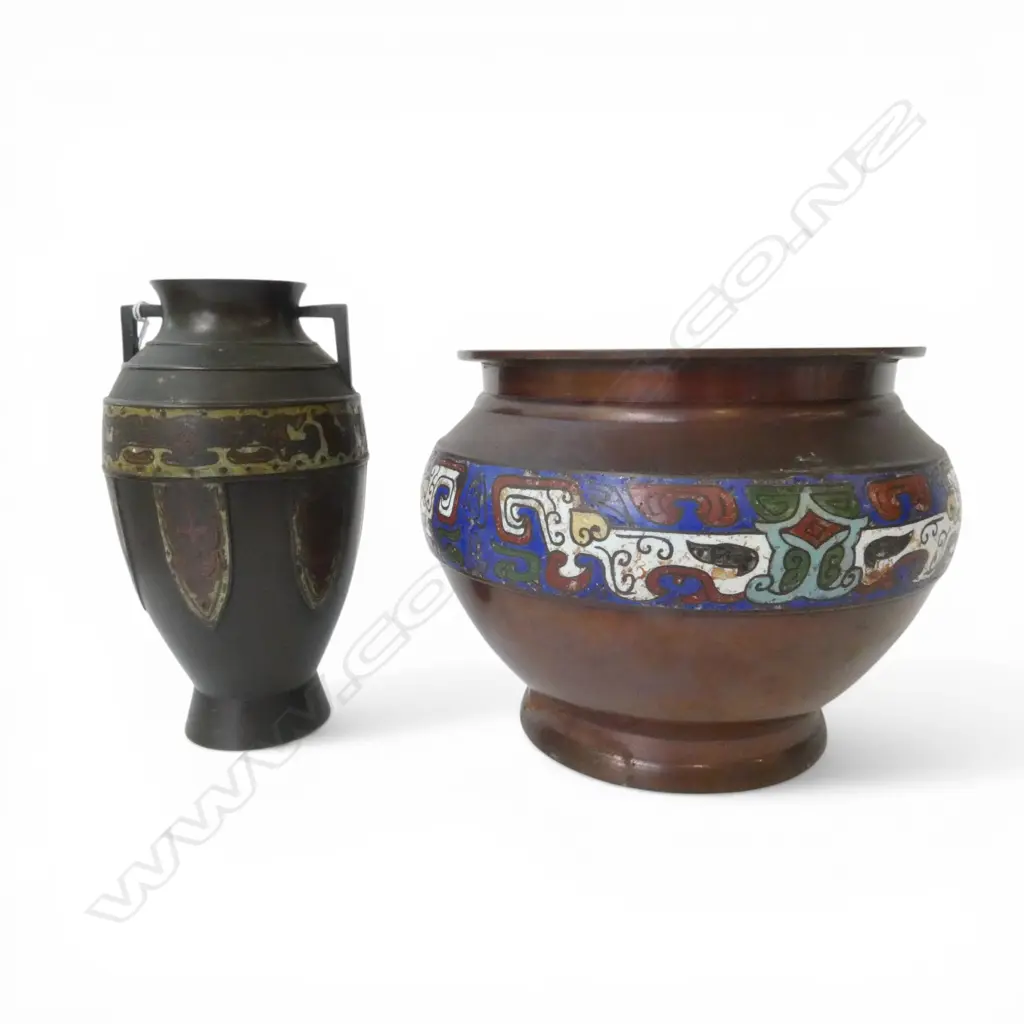 CHAMPLEVE JARDINIERE PLANTER & VASE H.195mm Image 1++