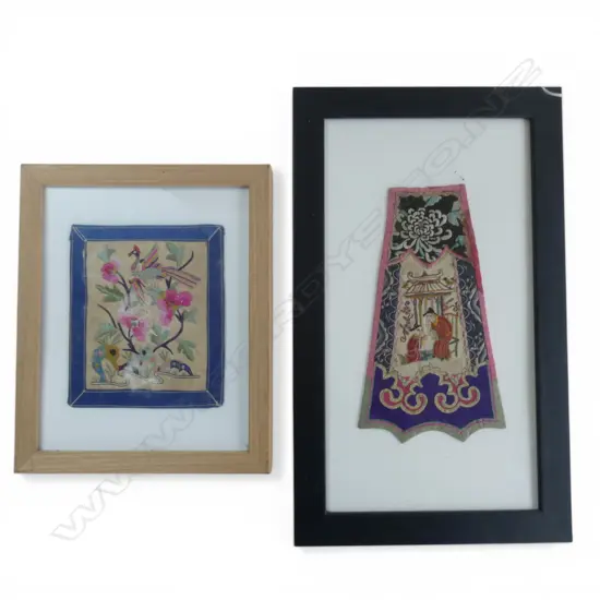 2 FRAMED CHINESE RANK BADGES 
