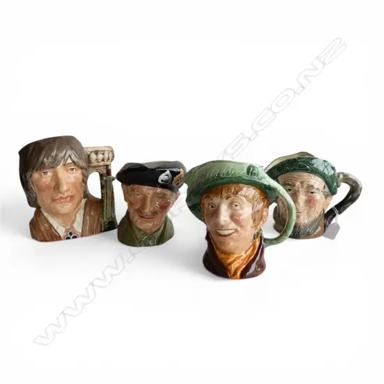 4 ROYAL DOULTON CHARACTER JUGS; MONTY, AULD MAC, 'ARRIET, ROMEO H.180mm