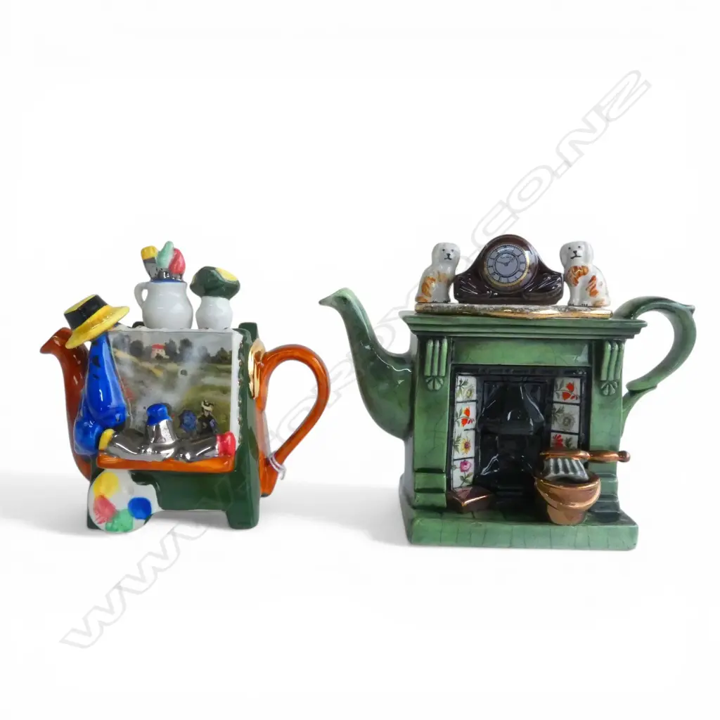 2 NOVELTY CHINA TEAPOTS; TONY CARTER & PAUL CARDEW DESIGN Image 1++