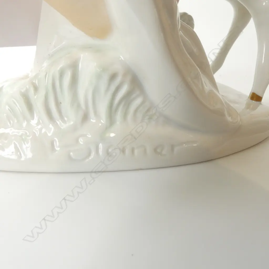 WALLENDORF PORCELAIN FIGURINE - YOUNG WOMAN WITH DEER H.180mm Image 1++