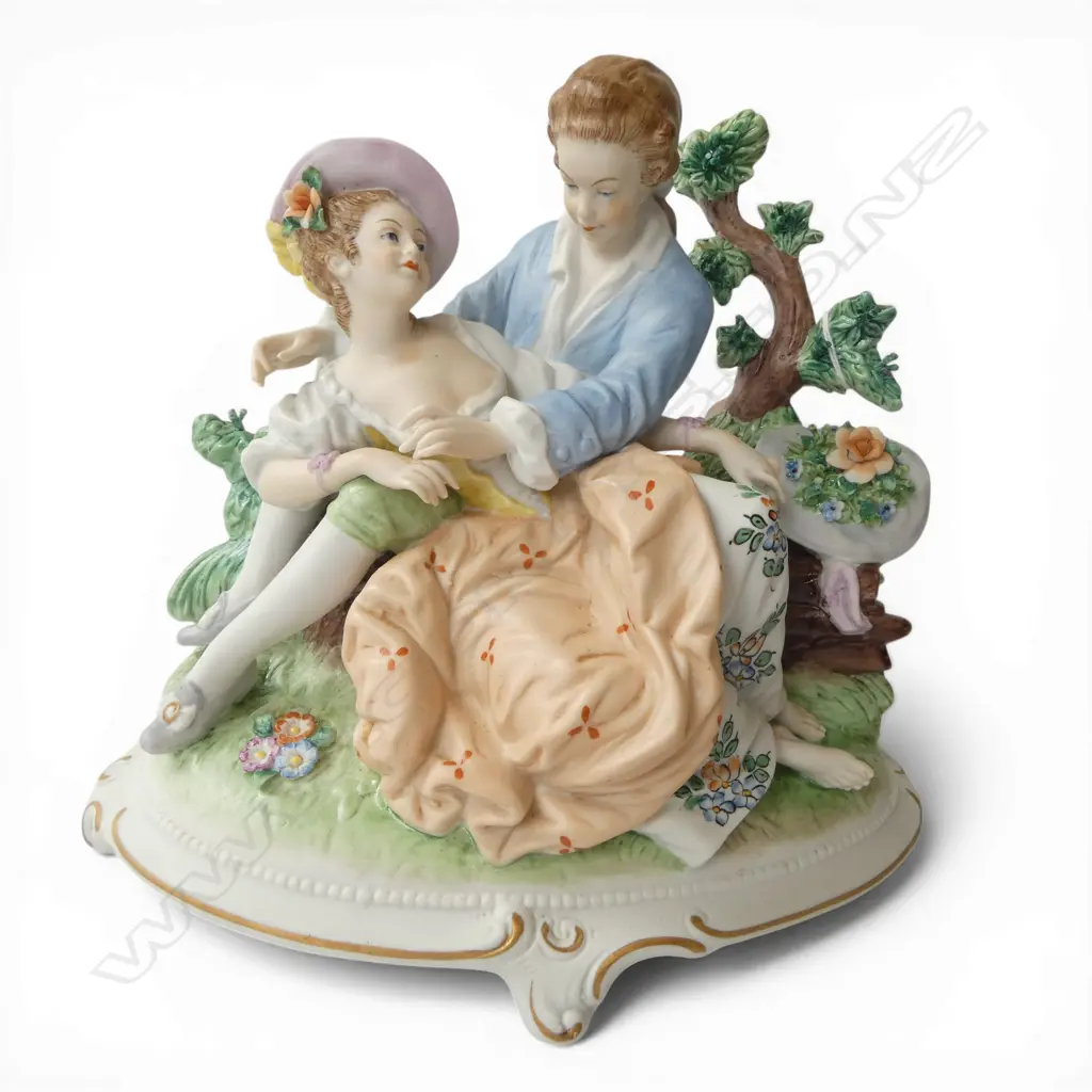 GERMAN PORCELAIN FIGURE GROUP - BASE STAMPED C. ENDERS H.190mm Image 1++